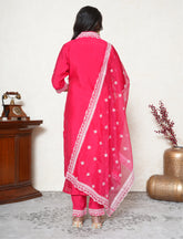 Crimson Red embroidered Stitched Suit Set